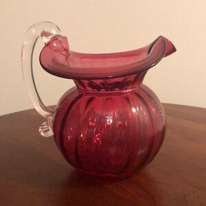 Cranberry glass pitcher Excellent condition